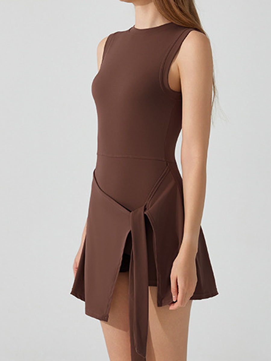 Layered Look Tie-Detail Dress-4
