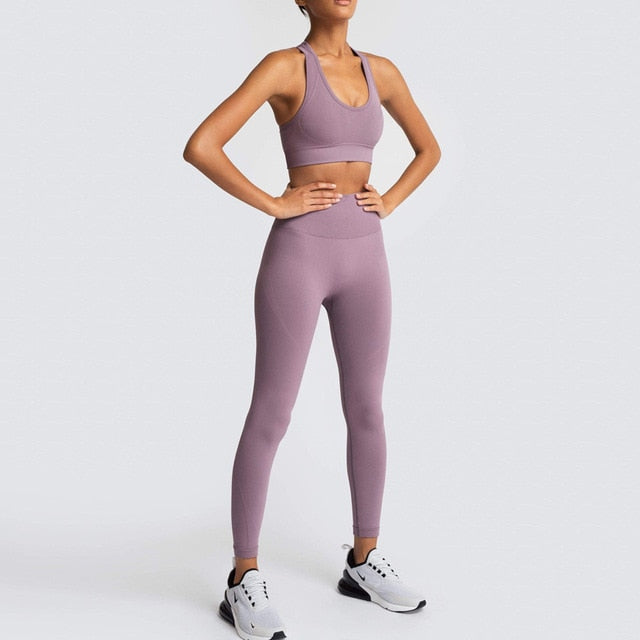 Seamless Push-UP Gym Set Leggins and Bra