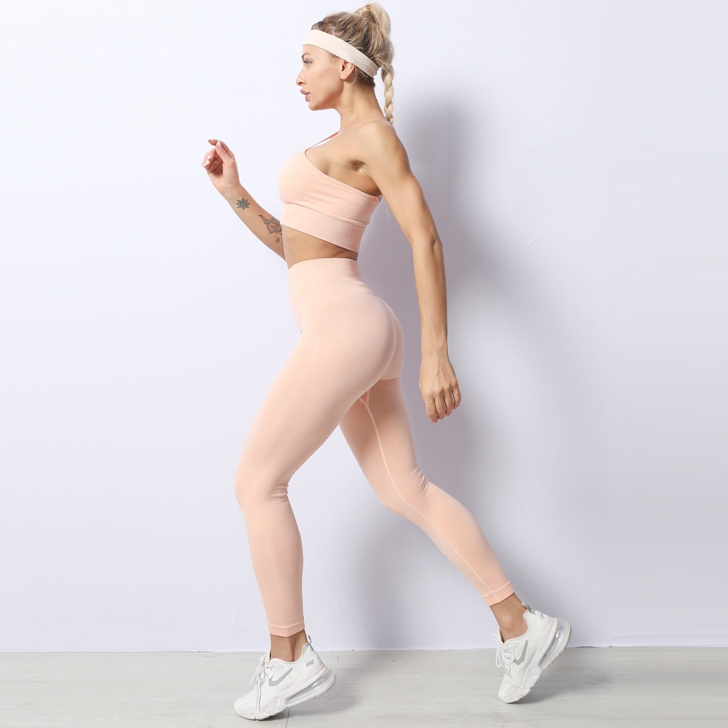 High Waist Leggins and Push-Up Top Bra Set